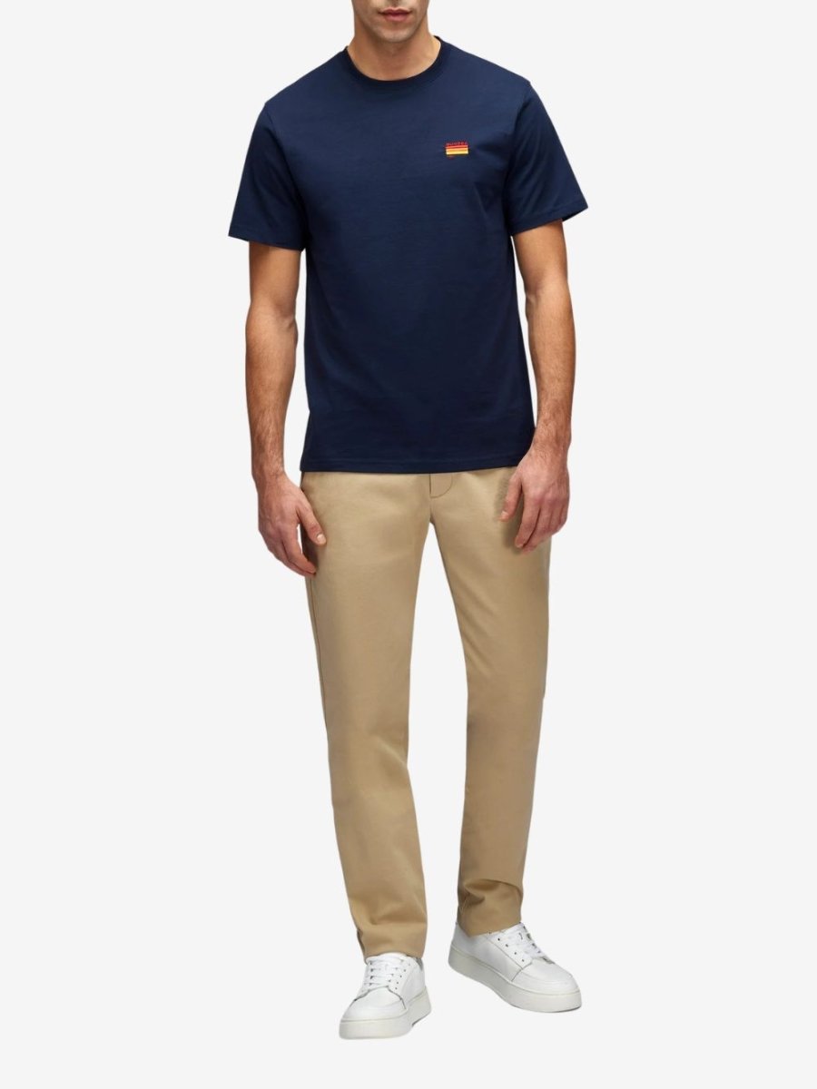 T-shirt With Tricolour Embroidery - Herrer - Navy - Gumpel & Co
