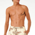 Men's Surf Revival Floral Volley Badeshorts - Herre - Vintage Yellow - Gumpel & Co