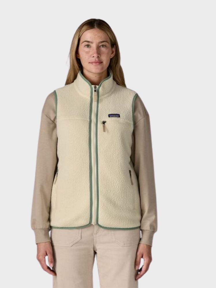 Retro Pile Fleece Vest - Dame - Natural w/Ellwood Green - Gumpel & Co