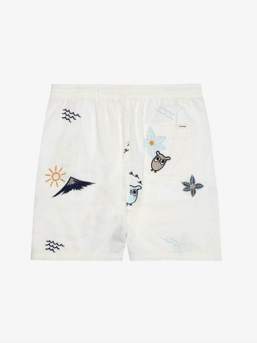 Men's - FIG LOOSE WITH EMBROIDERY SHORTS - Egret - Gumpel & Co