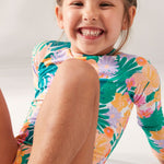 Kids Paradisiac Island Long Sleeve Rash Guard Badedragt - Børn - Mint Tropical Trails - Gumpel & Co
