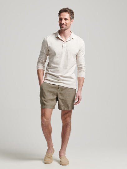 Men's Overfarvede Shorts i Hør - Herre - Washed Khaki - Gumpel & Co
