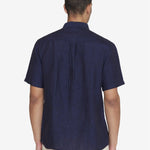 Men's CUSTOM FIT LINEN SHORT SLEEVE SHIRT - Total Eclipse - Gumpel & Co