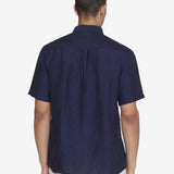 Men's CUSTOM FIT LINEN SHORT SLEEVE SHIRT - Total Eclipse - Gumpel & Co