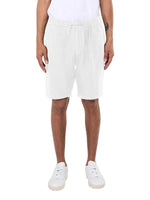 Men's Loose Linen Shorts - Men - Bright White
