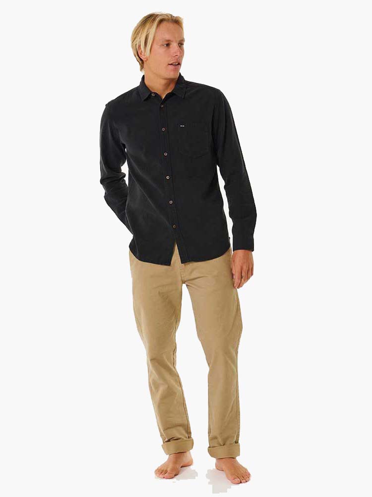 Men's Washed Long Sleeve Skjorte - Herre - Washed Black - Gumpel & Co