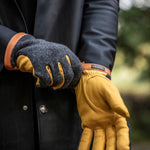 Deerskin Wool Tricot Handske - Herre - Charcoal/Natural Yellow - Gumpel & Co