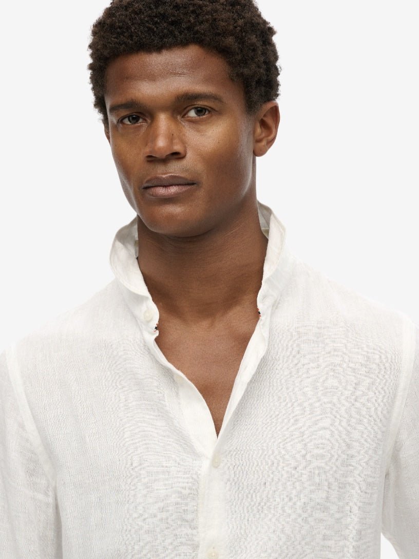 Vacation L/S Linen Shirt - Men - Optic - Gumpel & Co