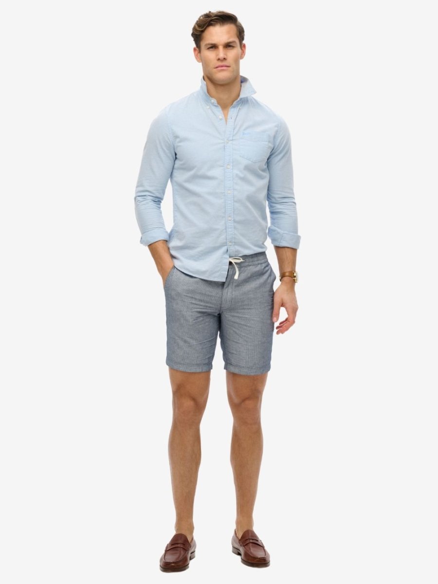 The Merchant Store – hørshorts - Mænd - Navy Stripe - Gumpel & Co