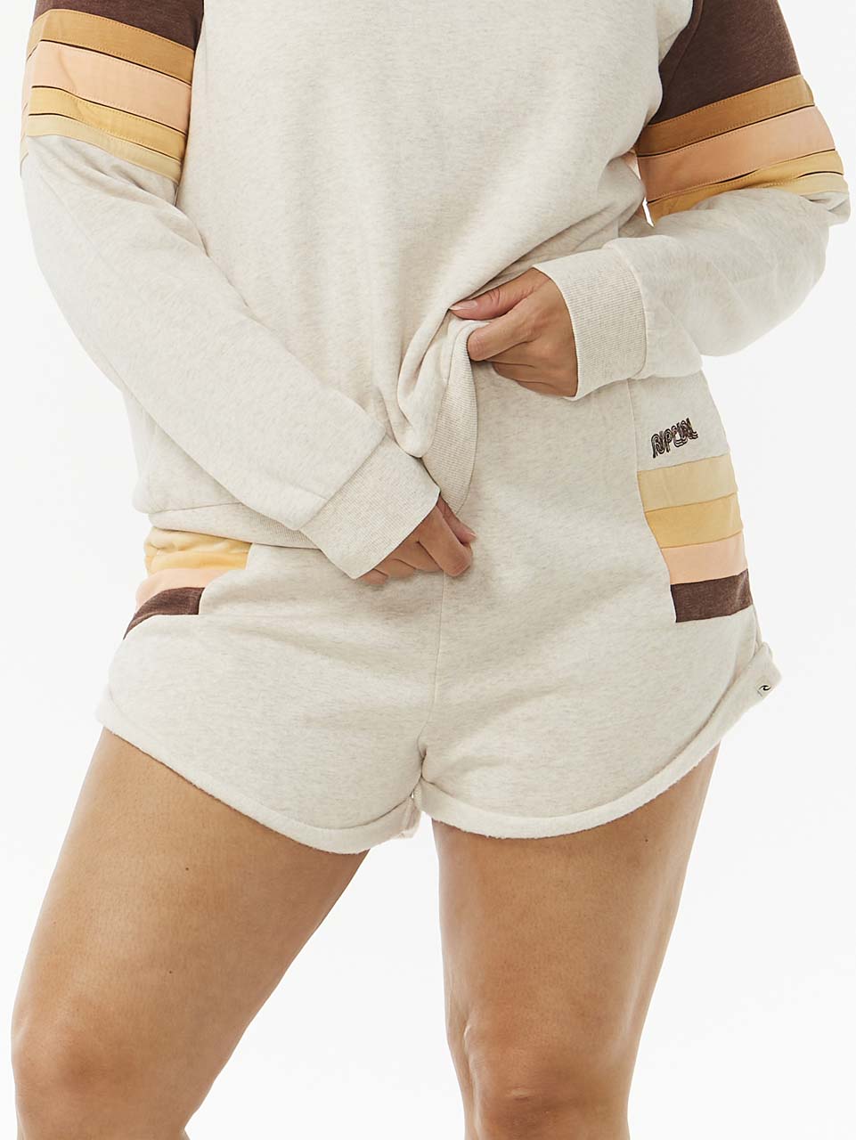 Women's Block Party Track Shorts - Dame - Oatmeal Marle - Gumpel & Co