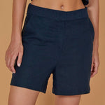 Women's Casual Hør Shorts - Dame - Navy - Gumpel & Co