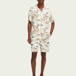 Men's Fave Printed Bermuda Shorts - Herre - White Palmtree - Gumpel & Co