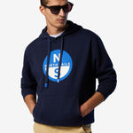 Hoodie with maxi logo print - Herrer - Navy Blue - Gumpel & Co