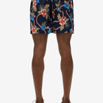 Hawaiian Print 16 Swim Shorts - Men - Tropical Chain Navy - Gumpel & Co