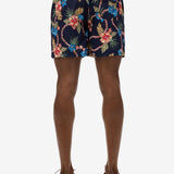 Hawaiian Print 16 Swim Shorts - Men - Tropical Chain Navy - Gumpel & Co