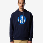 Hoodie with maxi logo print - Herrer - Navy Blue - Gumpel & Co