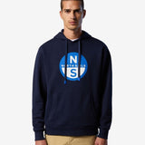 Hoodie with maxi logo print - Herrer - Navy Blue - Gumpel & Co