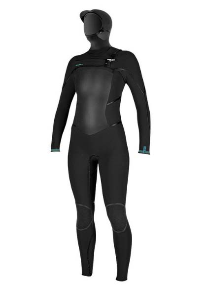 Women's Psycho Tech 6/4mm Chest Zip + w/hood våddragt - Dame - Black - Gumpel & Co