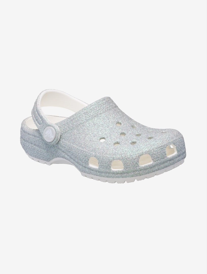 Toddler Classic Iridescent Glitter Clog - White - Gumpel & Co