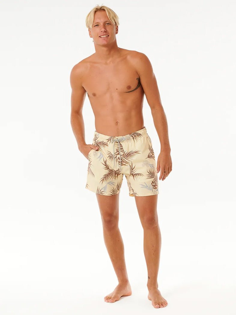 Men's Surf Revival Floral Volley Badeshorts - Herre - Vintage Yellow - Gumpel & Co