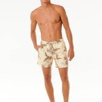 Men's Surf Revival Floral Volley Badeshorts - Herre - Vintage Yellow - Gumpel & Co