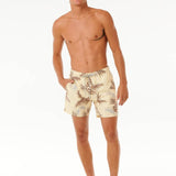 Men's Surf Revival Floral Volley Badeshorts - Herre - Vintage Yellow - Gumpel & Co