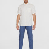 Men's Regular Hør Short Sleeve Shirt - Herre - Light Feather Gray - Gumpel & Co