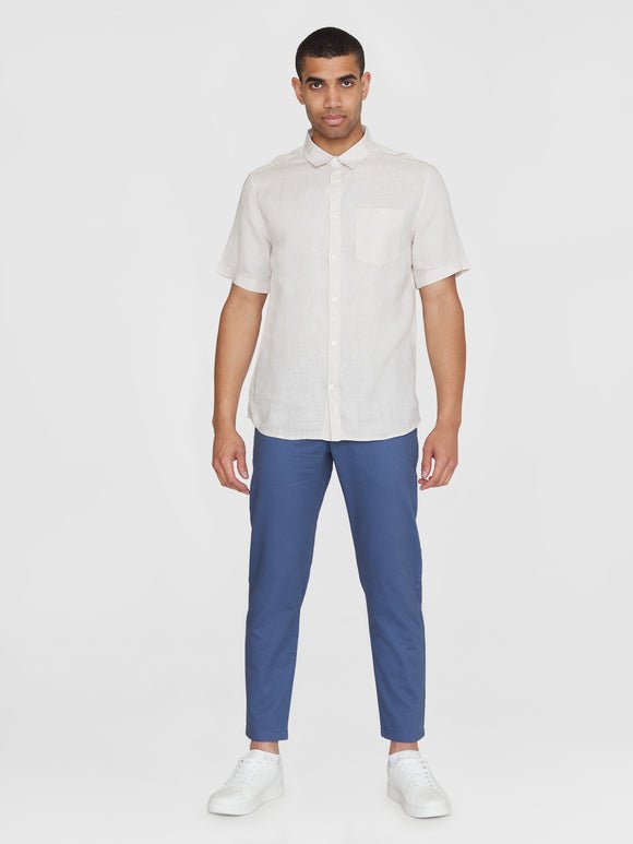 Men's Regular Hør Short Sleeve Shirt - Herre - Light Feather Gray - Gumpel & Co