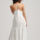 Vintage Lace Cami Maxi Kjole | Dame | Brilliant White - Gumpel & Co