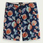 Men's Stuart Printed Chino Shorts - Herre - Navy Fruits Aop - Gumpel & Co