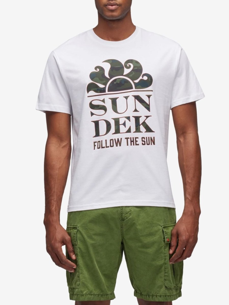 Camou Follow The Sun Print T-shirt - Herrer - White - Gumpel & Co