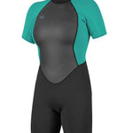 Women's Reactor II 2mm Back Zip S/S Spring Våddragt - Dame - Black/Light Aqua - Gumpel & Co