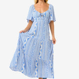 San Carlos Short Sleeve Maxi Dress - Dame - Blue - Gumpel & Co