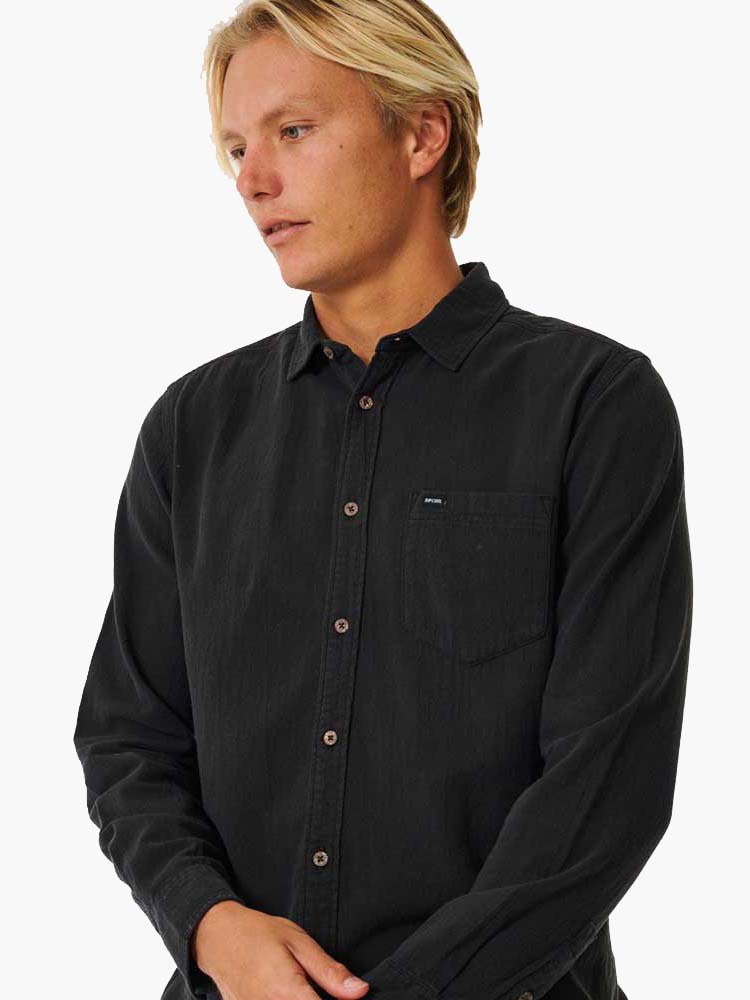 Men's Washed Long Sleeve Skjorte - Herre - Washed Black - Gumpel & Co