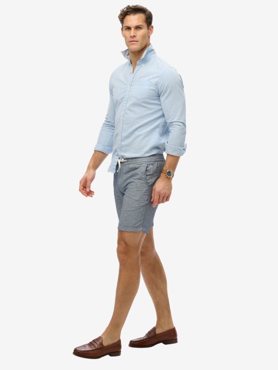 The Merchant Store – hørshorts - Mænd - Navy Stripe - Gumpel & Co