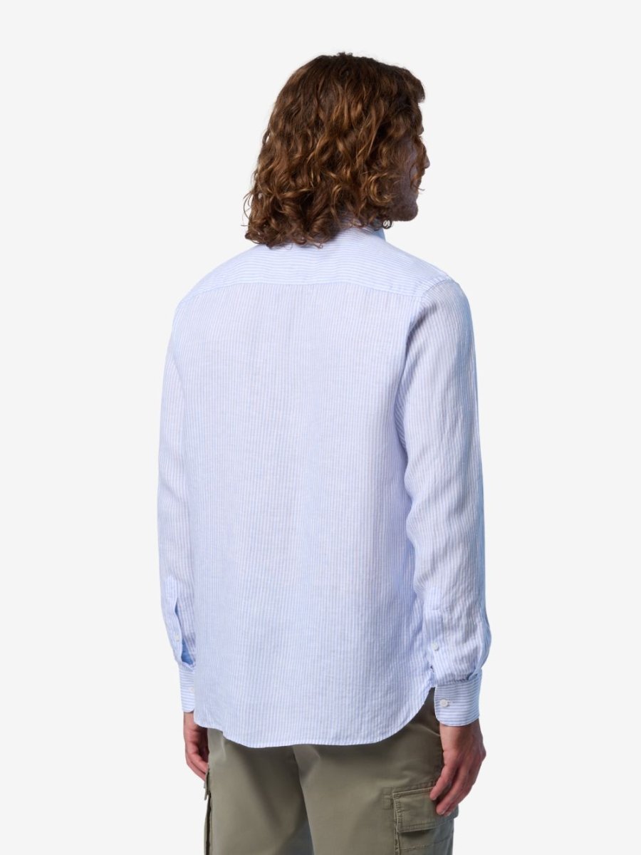 Classic stripe linen shirt - Mænd - Blue/White - Gumpel & Co