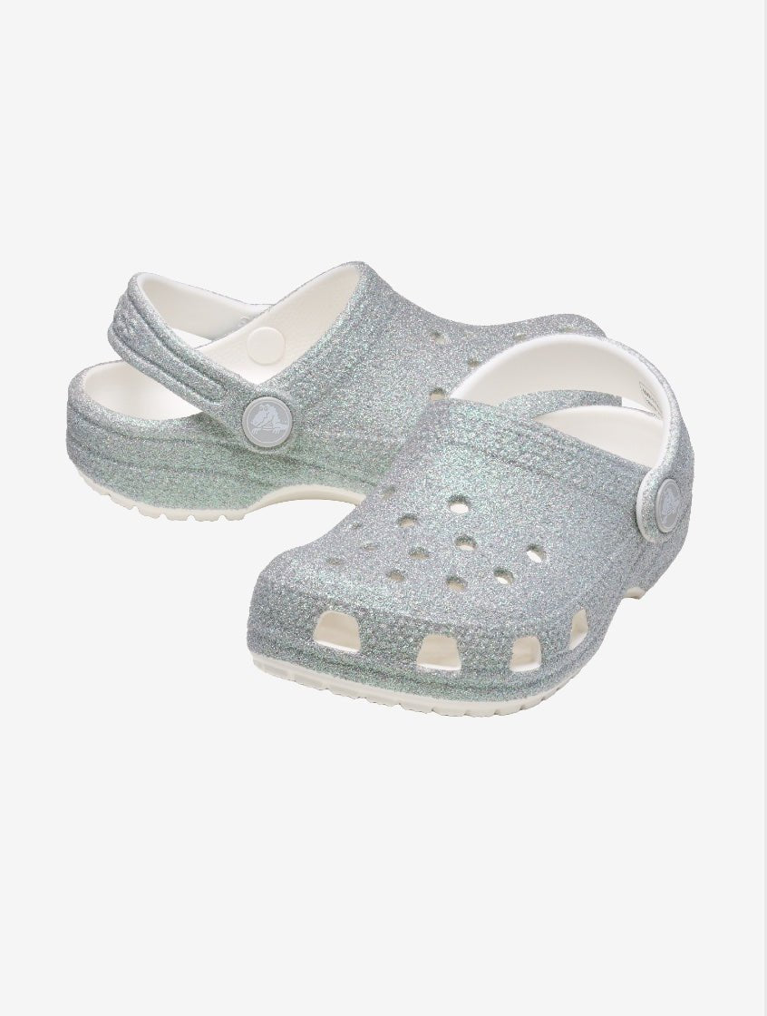 Toddler Classic Iridescent Glitter Clog - White - Gumpel & Co