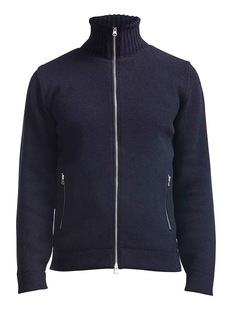 Men's Måns Knitted Zip Windproof Sweater - Herre - Navy - Gumpel & Co