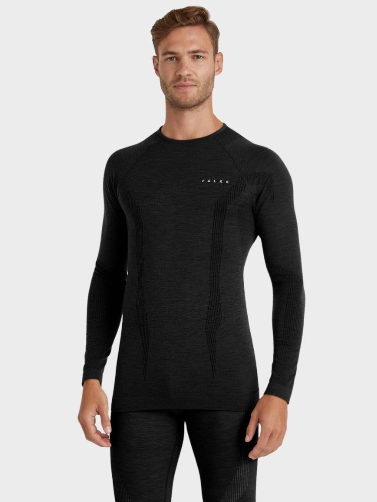 Long - sleeve Wool Tech Skiundertrøje - Herre - Sort - Gumpel & Co