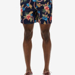 Hawaiian Print 16 Swim Shorts - Men - Tropical Chain Navy - Gumpel & Co