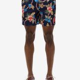 Hawaiian Print 16 Swim Shorts - Men - Tropical Chain Navy - Gumpel & Co