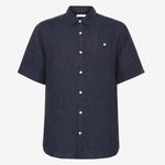 Men's CUSTOM FIT LINEN SHORT SLEEVE SHIRT - Total Eclipse - Gumpel & Co