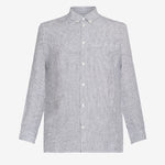 Men's REGULAR STRIPED LINEN SHIRT - Total Eclipse - Gumpel & Co