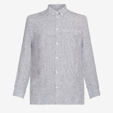 Men's REGULAR STRIPED LINEN SHIRT - Total Eclipse - Gumpel & Co