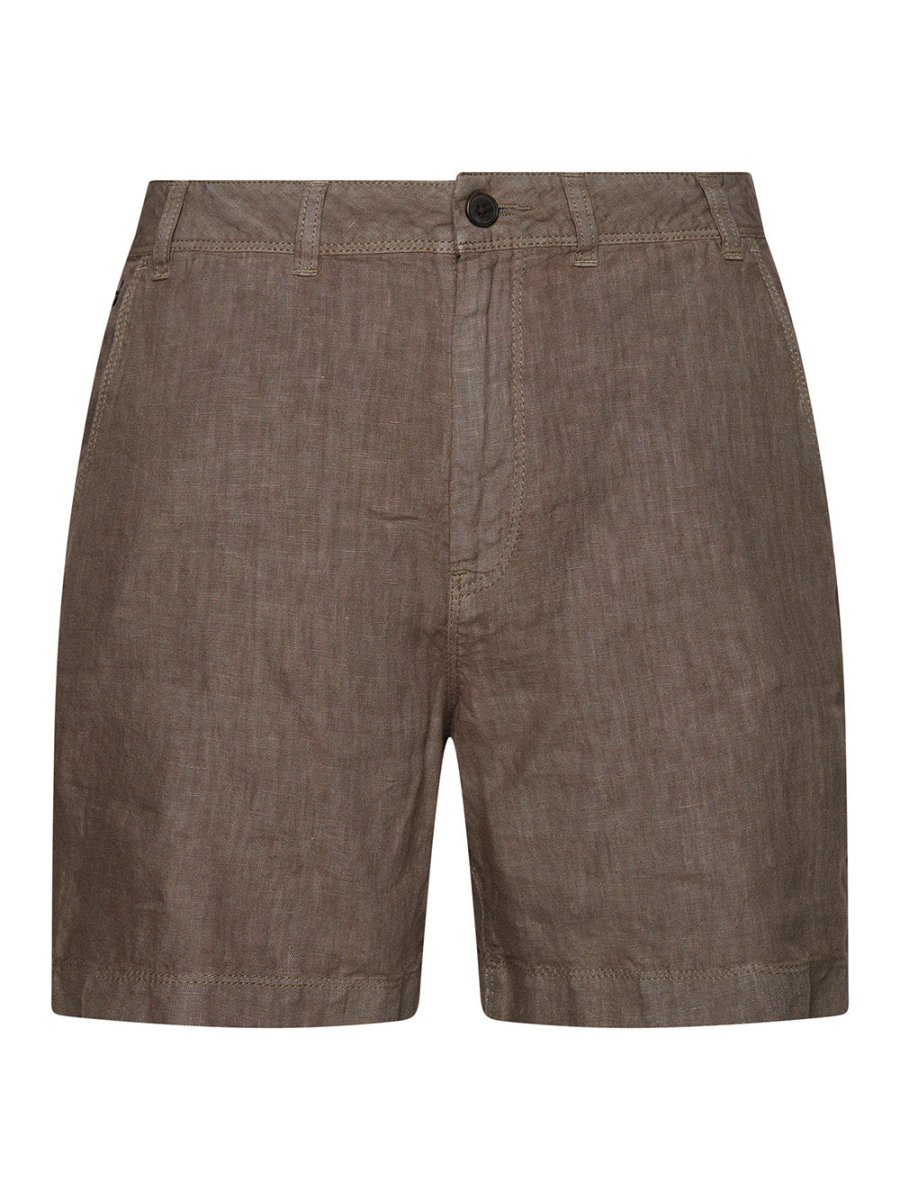 Men's Overfarvede Shorts i Hør - Herre - Washed Khaki - Gumpel & Co