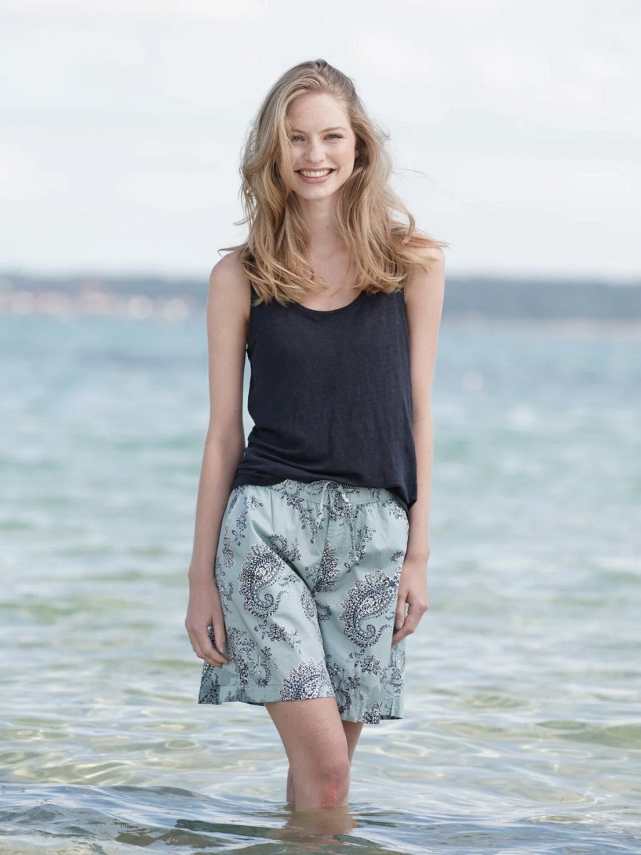 Chloe Long Shorts - Dame - Paisley Aqua - Gumpel & Co