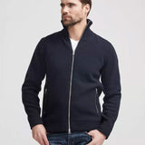 Men's Måns Knitted Zip Windproof Sweater - Herre - Navy - Gumpel & Co