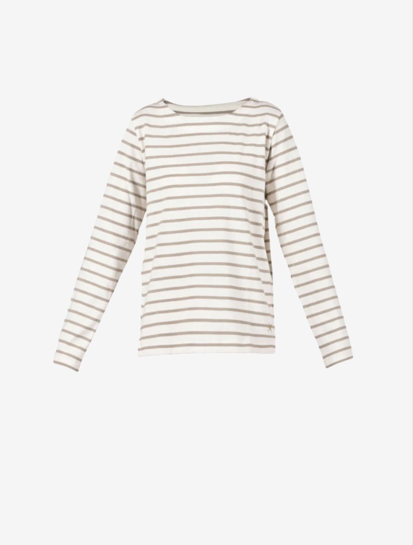 Donna Striped Tee - Dame - Ecru/Khaki - Gumpel & Co