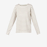 Donna Striped Tee - Dame - Ecru/Khaki - Gumpel & Co