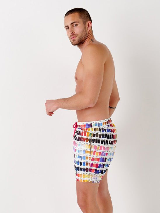 Men's Borneo Multi Fushia Pantone Print Badeshorts - Herre - Multi - Gumpel & Co